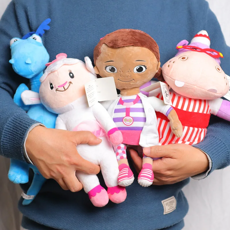 Disney Doc Mcstuffins Plush Toys Set Kawaii Lambie Sheep Hallie Hippo Stuffy Dragon Stuffed Dolls For Girls Kids Anime Things