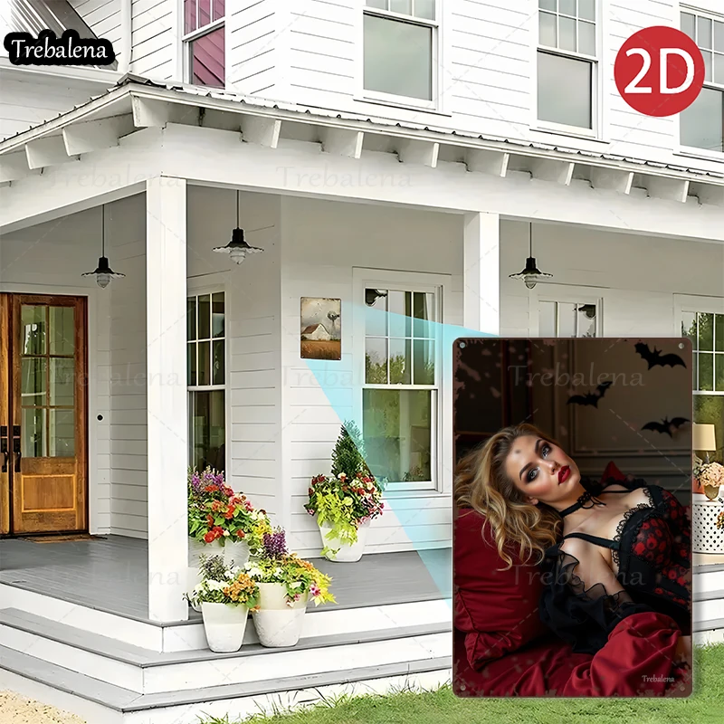 1ชิ้น2Dแบน8*12นิ้วป้ายโลหะความงามแบบกอธิคกับค้างคาวสไตล์วินเทจWall Art