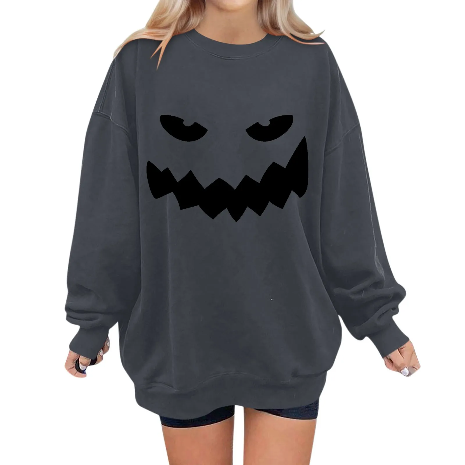 Women\'s Casual Fashion Hoodie Halloween Printed Long Sleeved O-Neck Sweatshirts Youthful Versatile Pullover ropa de mujer