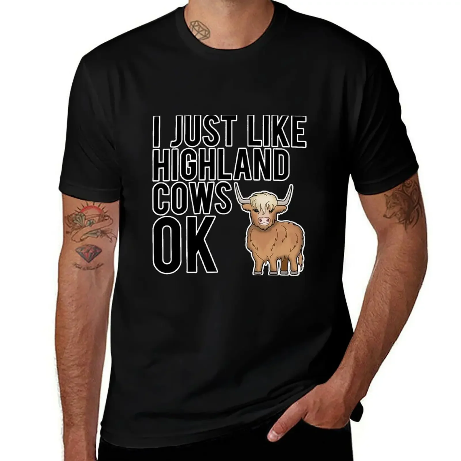 Highland Cattle Cow Longhaired T-Shirt Funny t-shirts vintage hippie clothes mens t shirts pack