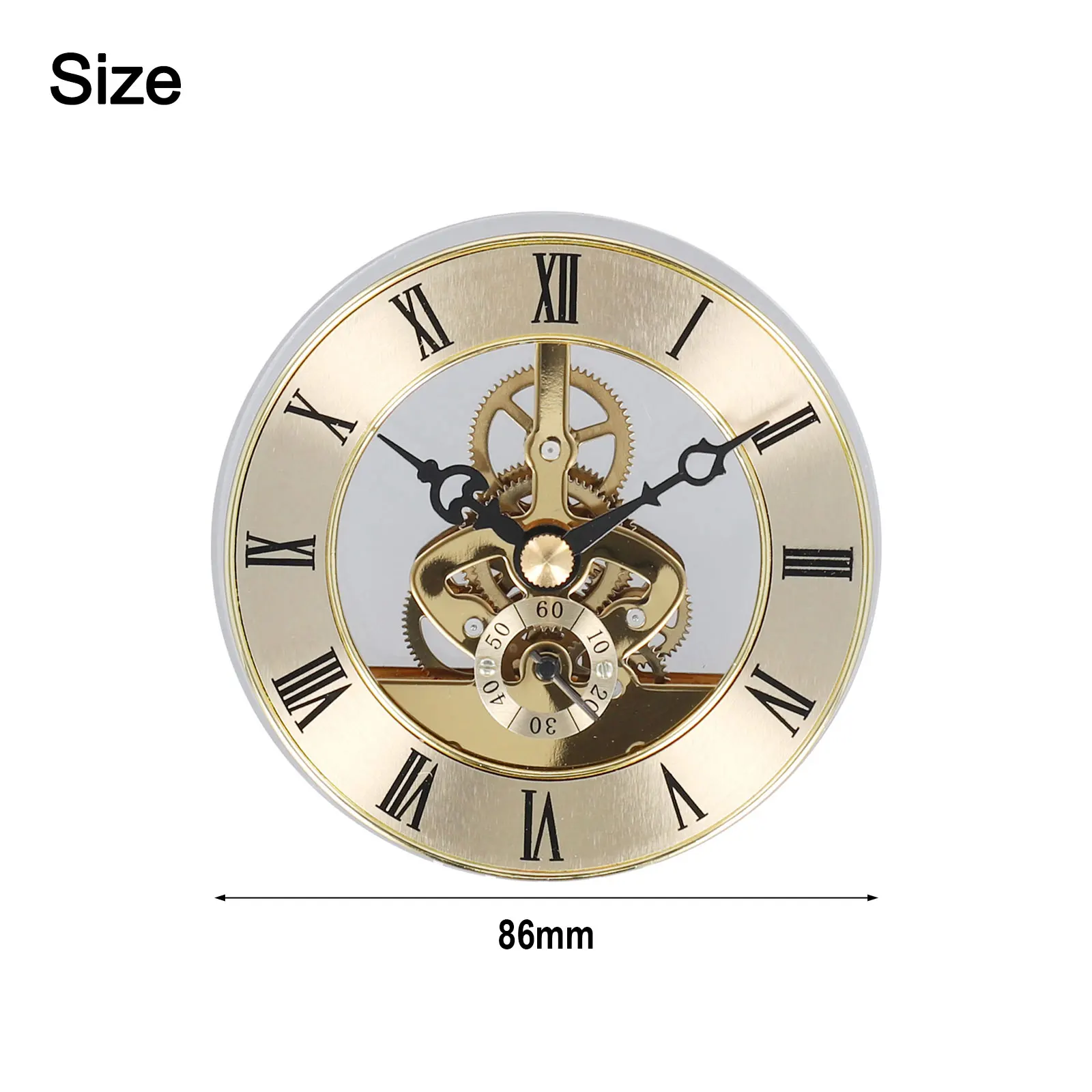 for durable Clock Insert Replacement Clock Movement Diameter 86mm Gold Large Black for roman Numerals Moving Gear Clock