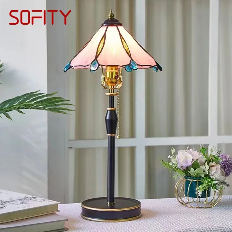 

SOFITY European Table Lamp American Retro Living Room Bedroom Villa Hotels Creative Bedhead Desk Light