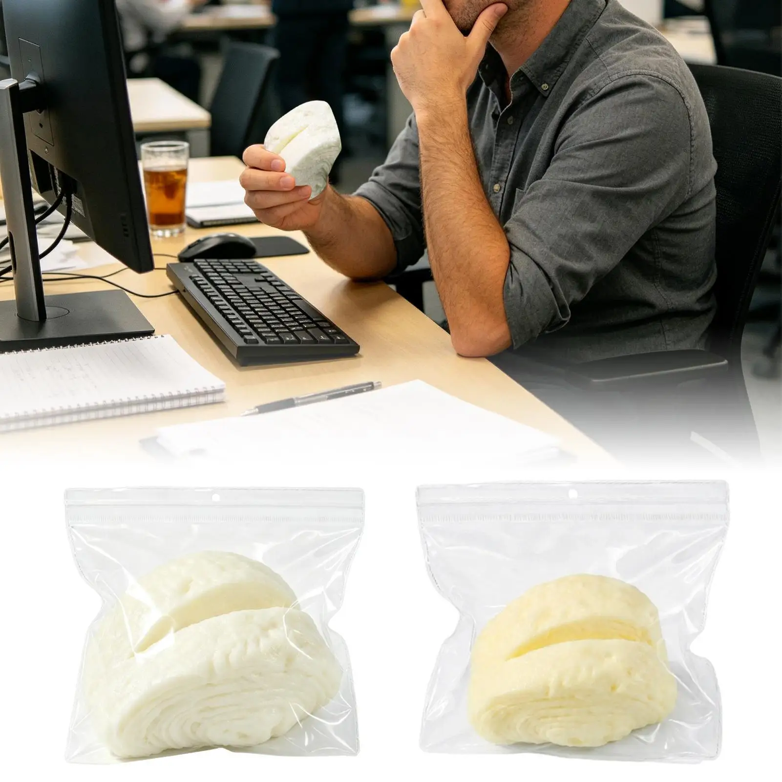 Bun Squeeze Toy Slow Rising Steamed Bun Stress Fidget Simulation Food Kneading Toy for Women Men Home Office Work Commuting