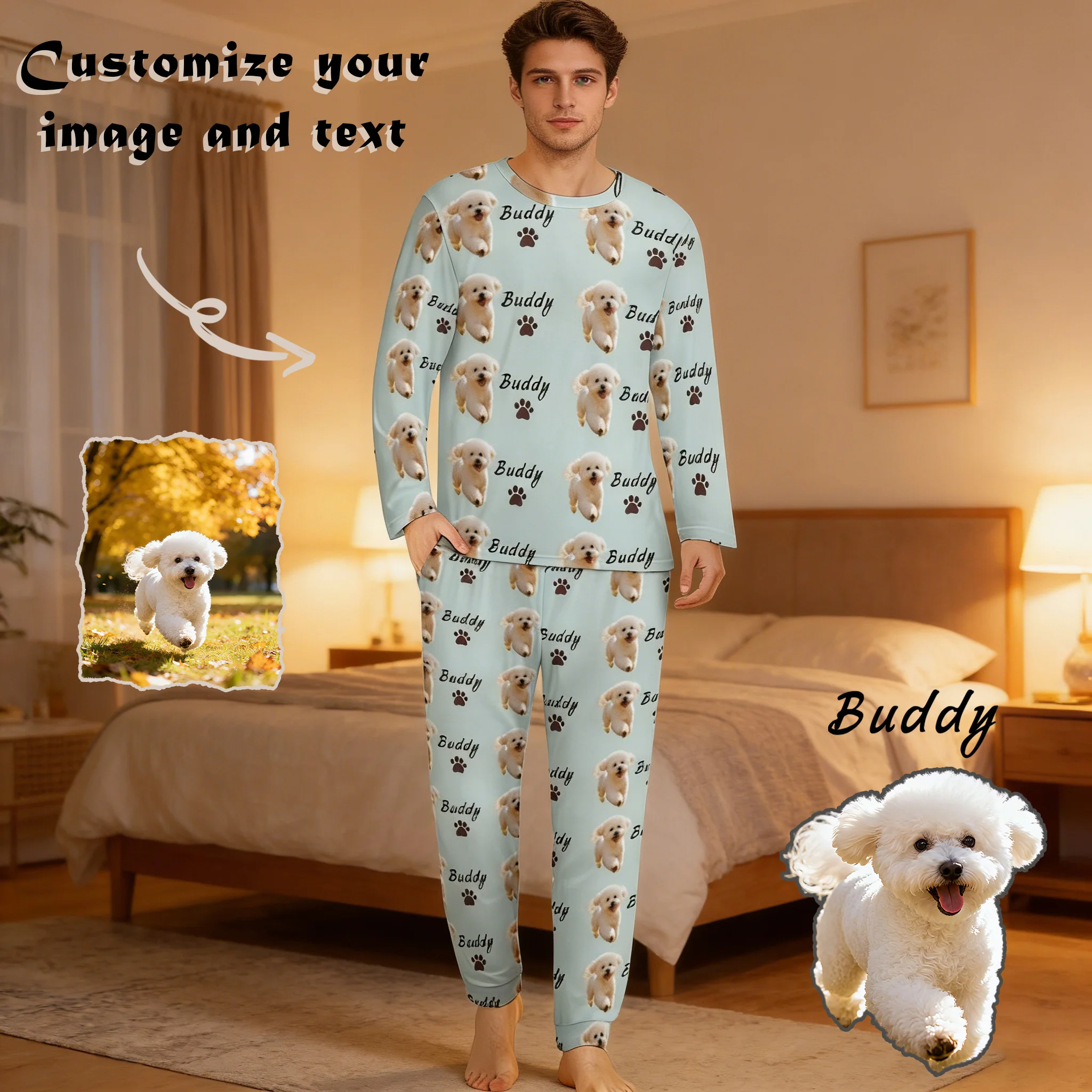 

Customized pajamas Personalized Family Pajamas Dog Portrait Pet Lover Gift Pajamas men Pet Photo Pajamas