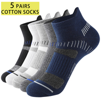5 Pairs Men's All-Season Cotton Crew Socks | Moisture-Wicking Anti-Odor Sports Socks Ankle Socks Men