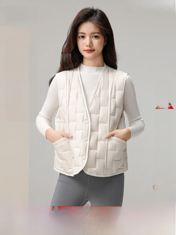 

Snow Flng 2026 Spring Autumn Women's ort V-Ne down Vest Casual Home Soft Knitted Design Commute Sle Ci Leisure
