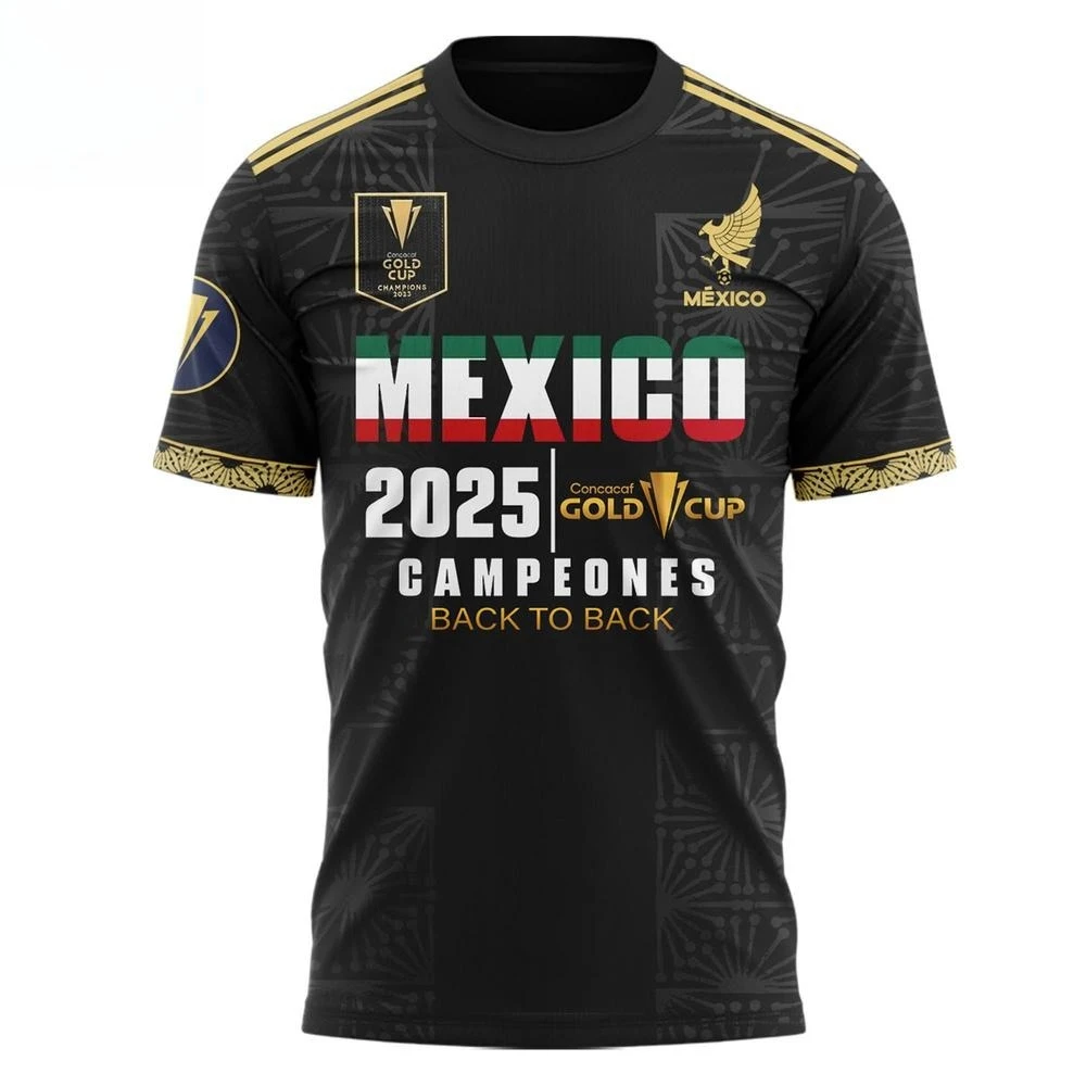 تي شيرت صيف 2025 للمنتخب الوطني للمكسيكو كونكاكاف كأس ذهبي 2025، تي شيرت مطبوع ثلاثي الأبعاد سريع الجفاف وجيد التهوية.