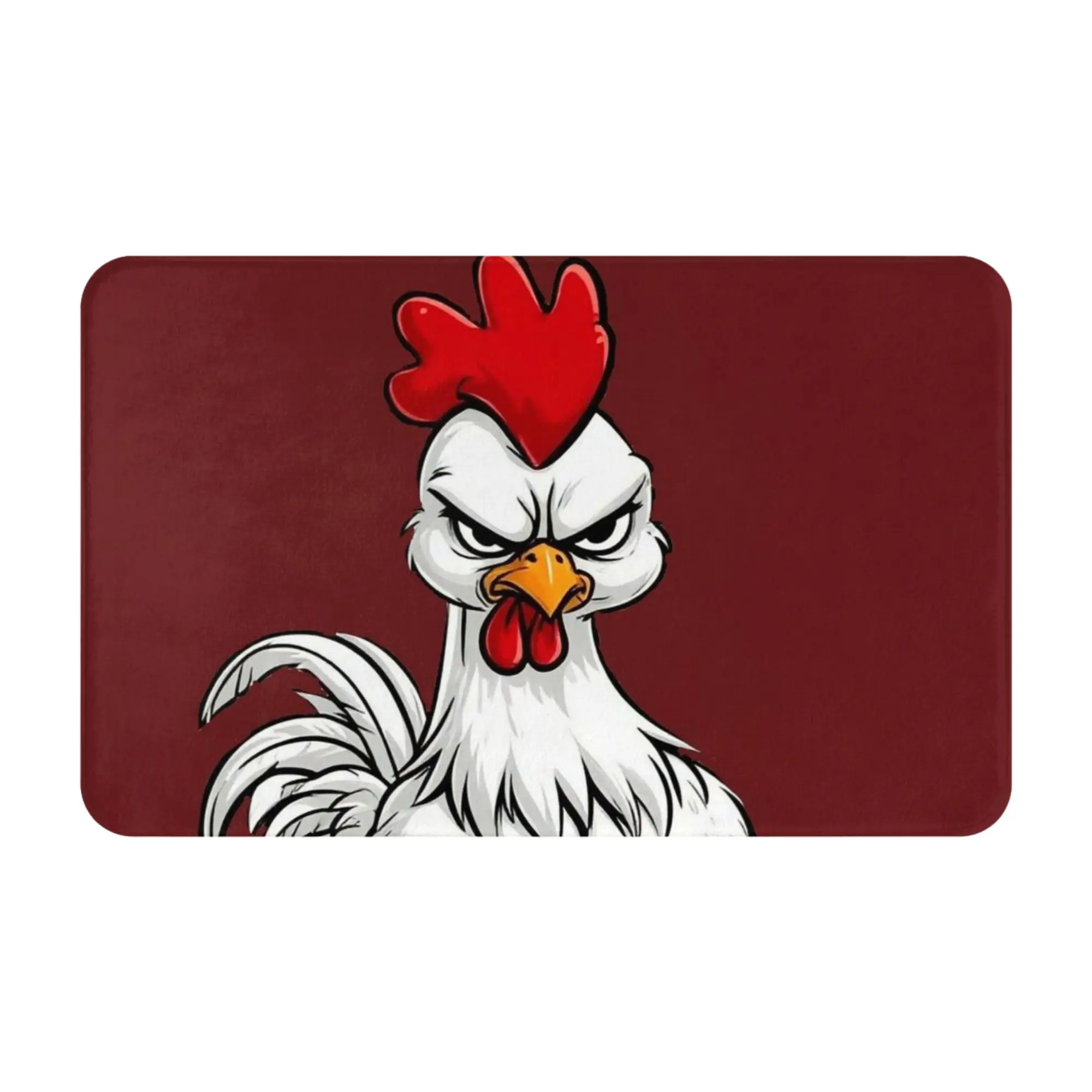 Angry Cartoon Rooster Graphic Doormat Bath Kitchen Mat  Absorbent Home Decoration