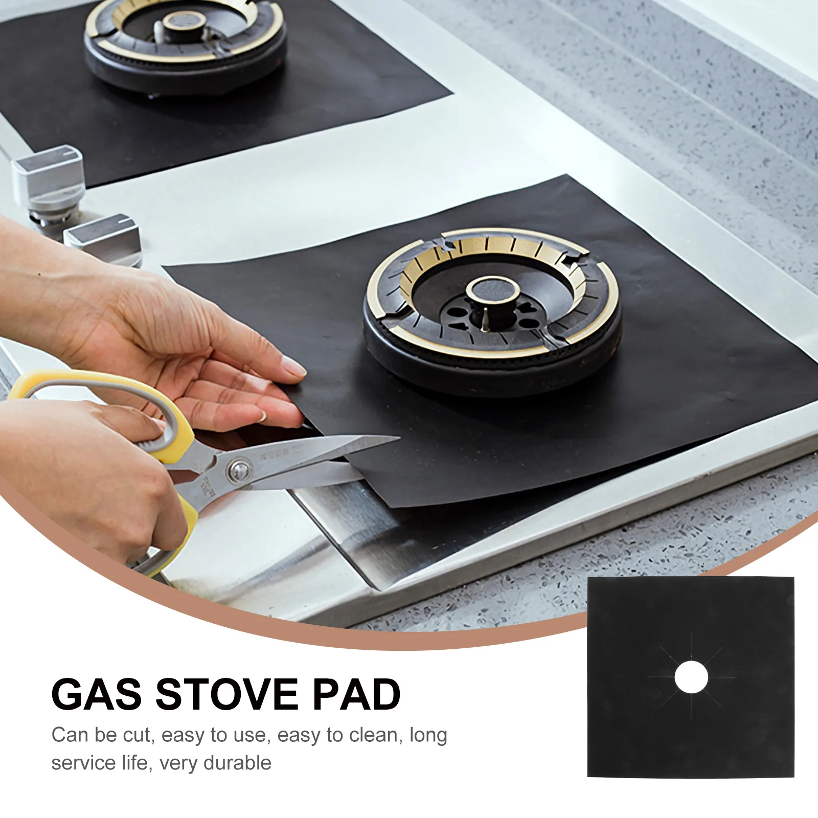 

4Pcs Heatproof Gas Cooker Liners Non-Stick Reusable Sheets with Precut Center Holes Black Gas Hob Liner Oven Liner