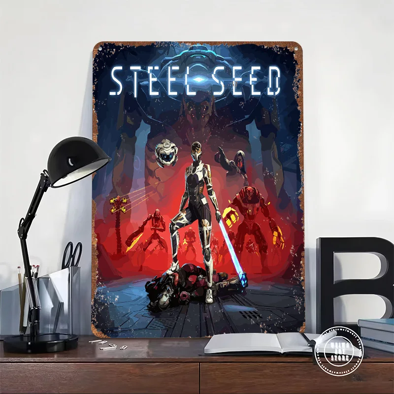Steel Seed Game Cover Art 3D Texture Metal Poster Customized Wall Art Tin Sign Gift for Mancave Garage Decoration Room Wand Deko