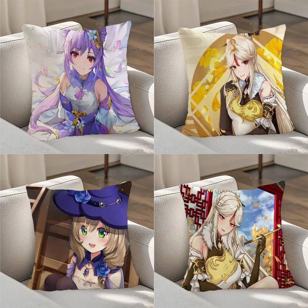 

Genshin ImpacT Pillow Case Luxury Double-sided For Car Pillows 45x45 Cushions Cover Home And Decoration Sofa Pillowcase 50x50