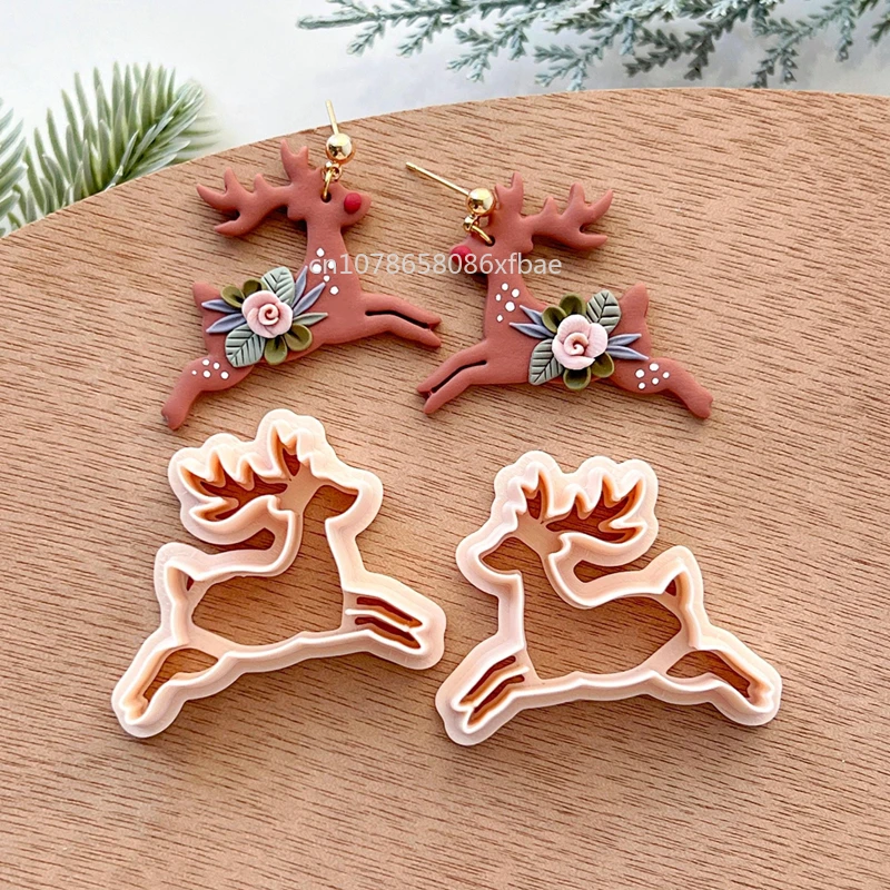 Christmas Reindeer Gingerbread Boy Girl Mr Mrs Santa Claus Polymer Clay Cutters Winter Earrings Pendant Pottery Clay Cutting Die
