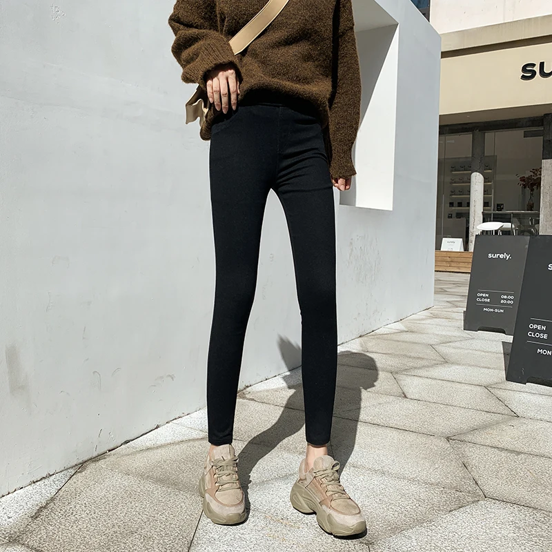 Slimming High-Waist Magic Black Leggings Women's Thin Style Spring Autumn Summer Versatile Base Layer Pants for Ladies