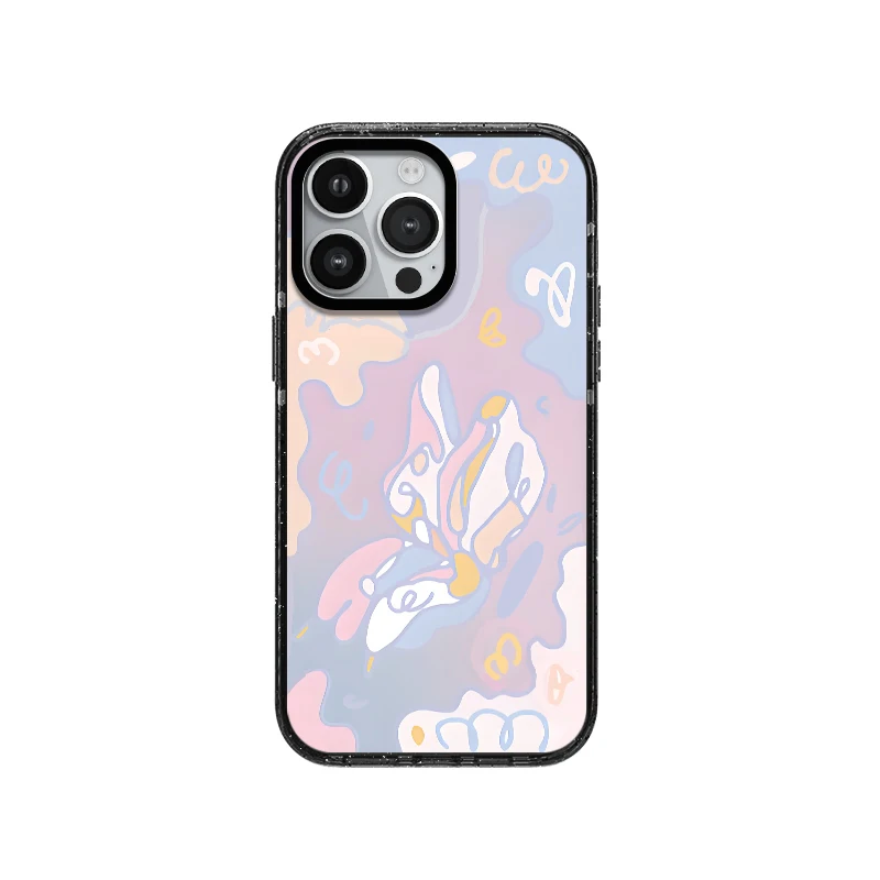 Funda de acrílico colorida con mariposa para iPhone, carcasa trasera a prueba de golpes, dibujos animados, MagSafe, 16, 15, 14, 13, 12 Pro Max