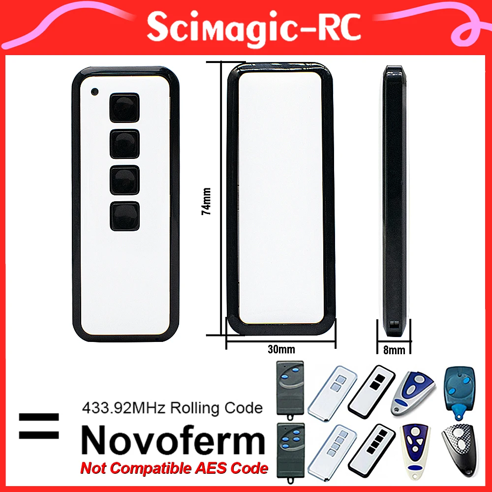 

100% Compatible NOVOFERM 502 512 504 / MINI-NOVOTRON 504 524 522 MCHS43-2 MNHS433-02 Garage Remote Control 433 Gate Door Opener