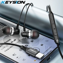 KEYSION Type-C auricolari cablati In-ear Mic USB C cuffie DAC HiFi Bass Stereo Music Headset per iPhone 15 Xiaomi Samsung