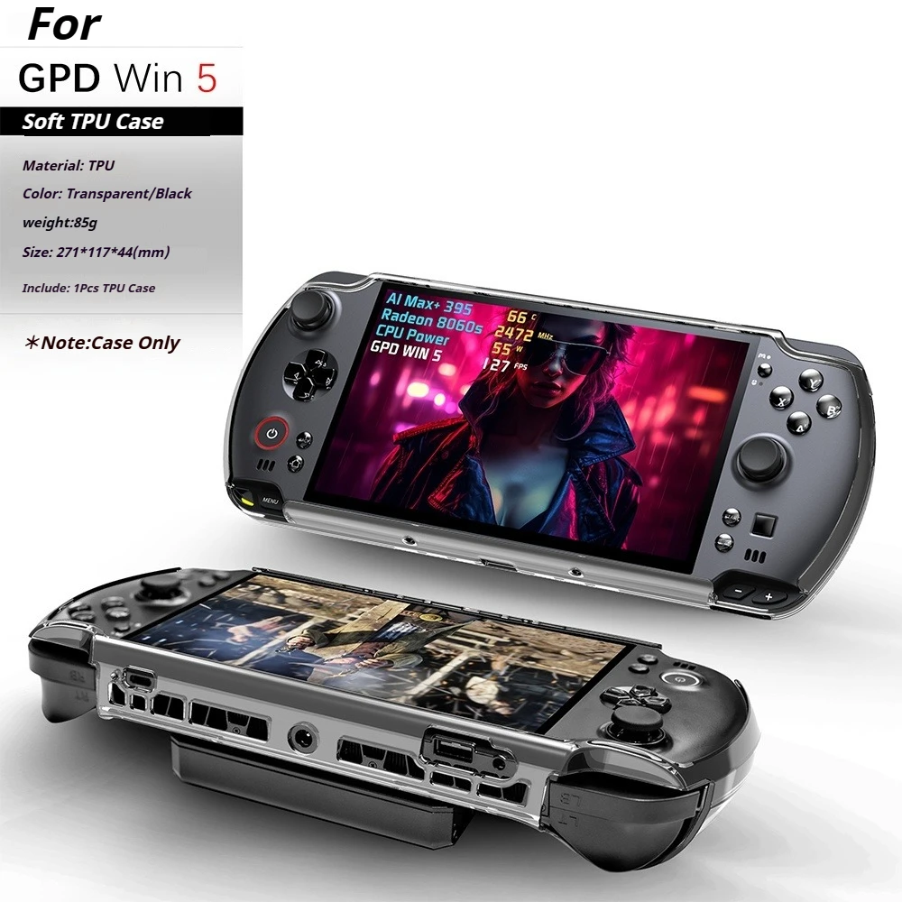 Capa protetora de tpu para gpd win 5, resistente ao desgaste, à prova d'água, anti-queda, capa protetora transparente macia