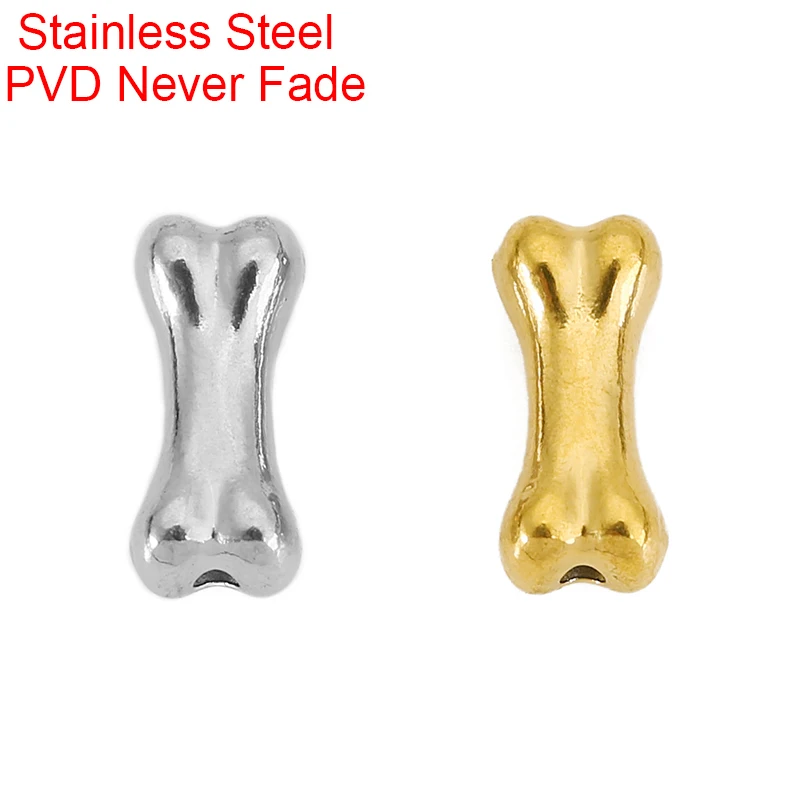 

5pcs Never Fade PVD Stainless Steel Bone Beads Bracelets Length 12mm Spacer Beads Lot For DIY Necklace Findings Jewelry Making