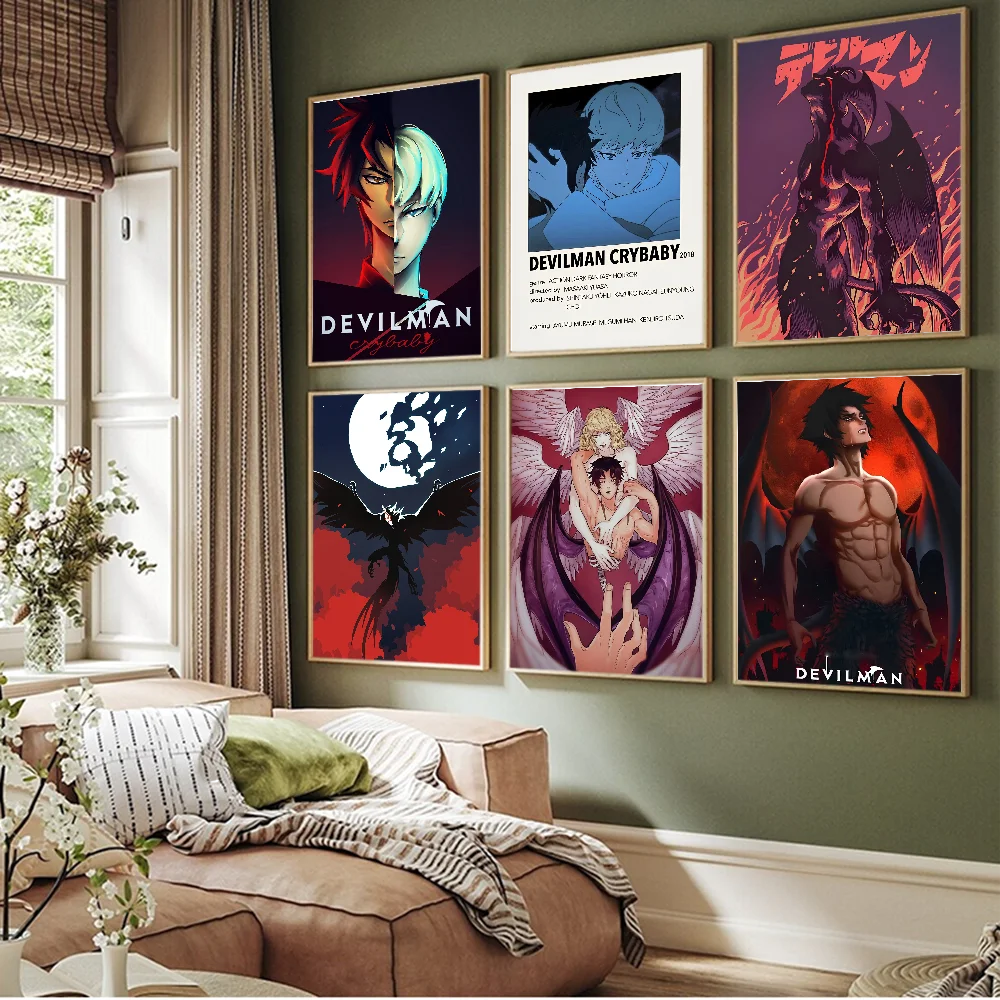 Devilman Crybaby Classic Vintage Posters Decoracion Painting Wall Art White Kraft Paper Kawaii Room Decor