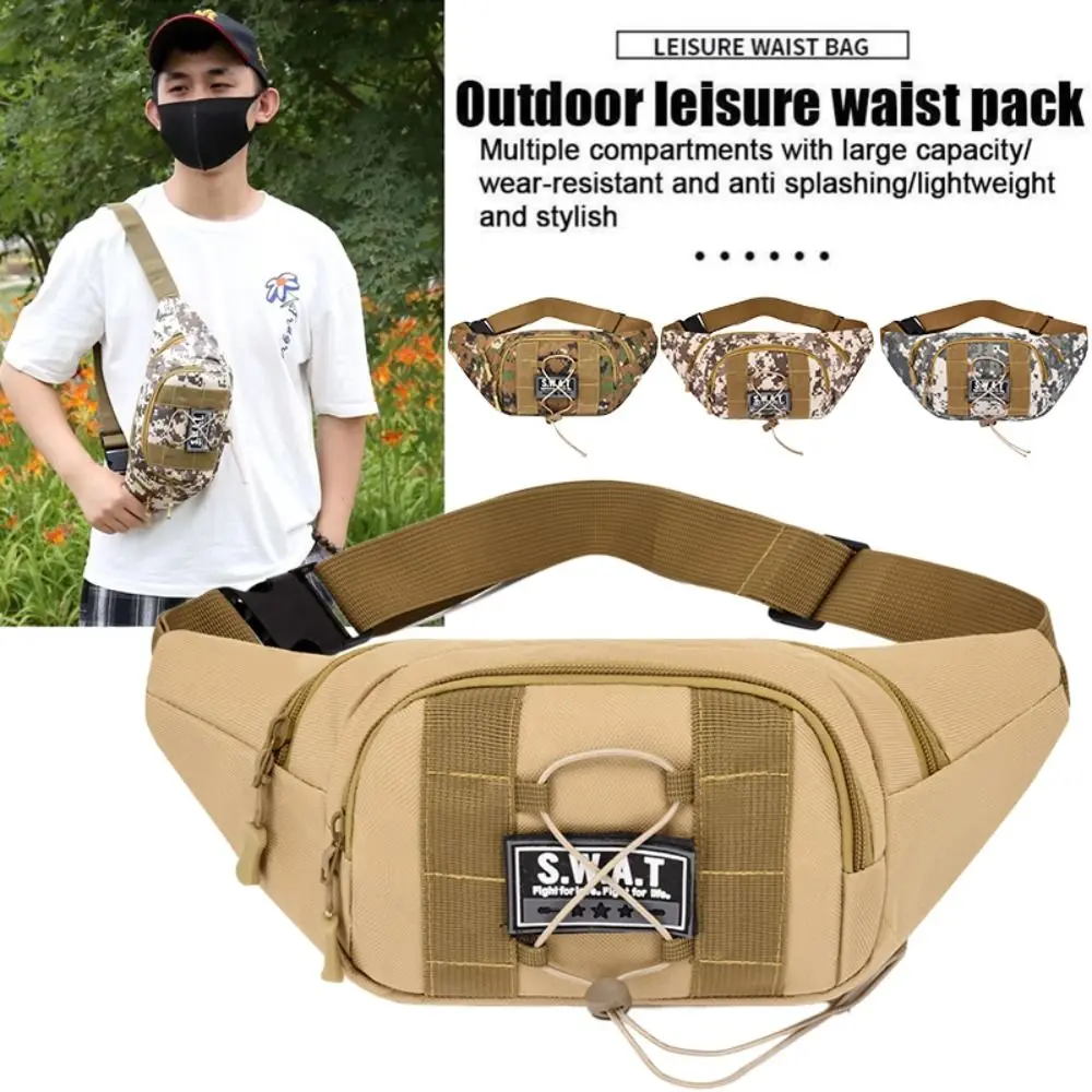 Multi-layer Camouflage Sling Bag New Nylon Multifunctional Phone Pouch Outdoor Waist Bag Large Capacity Fanny Pack