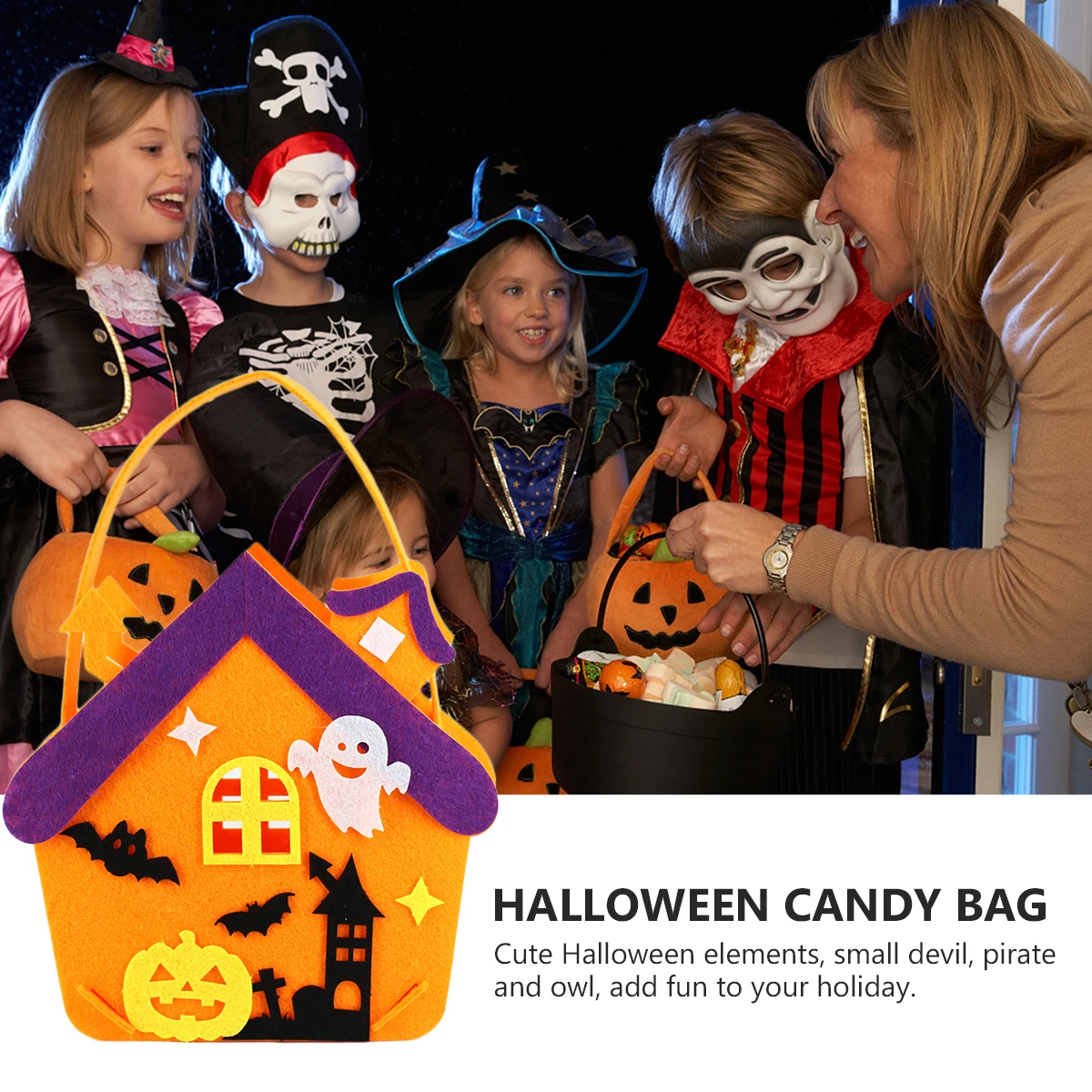 

3 Pcs Sugar Bag Trick or Treat Bags Candy Halloween Tote Goodies Cute Manual with Handle