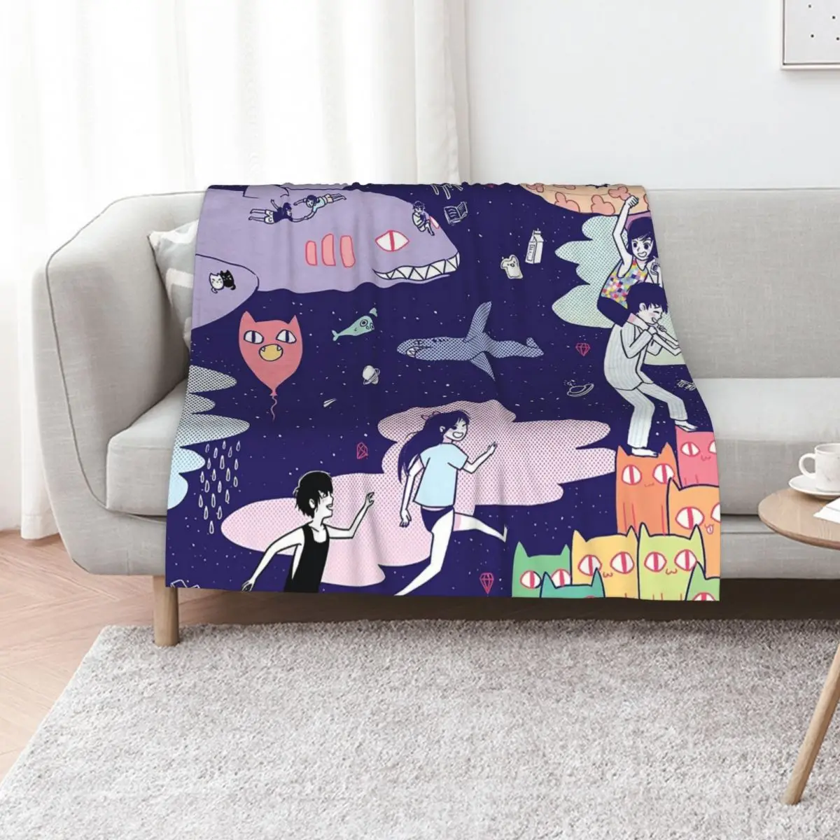

Omori Omocats Throw Blanket Custom halloween Luxury St Plaid on the sofa Blankets