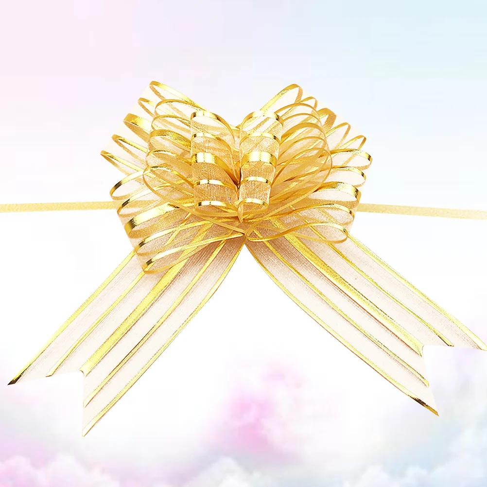 

10Pcs Pull Flowers Wedding Bow Decorative Gift Party Birthday Wedding Supplies Car Decoration Hand-Painted Large Gauze Flower