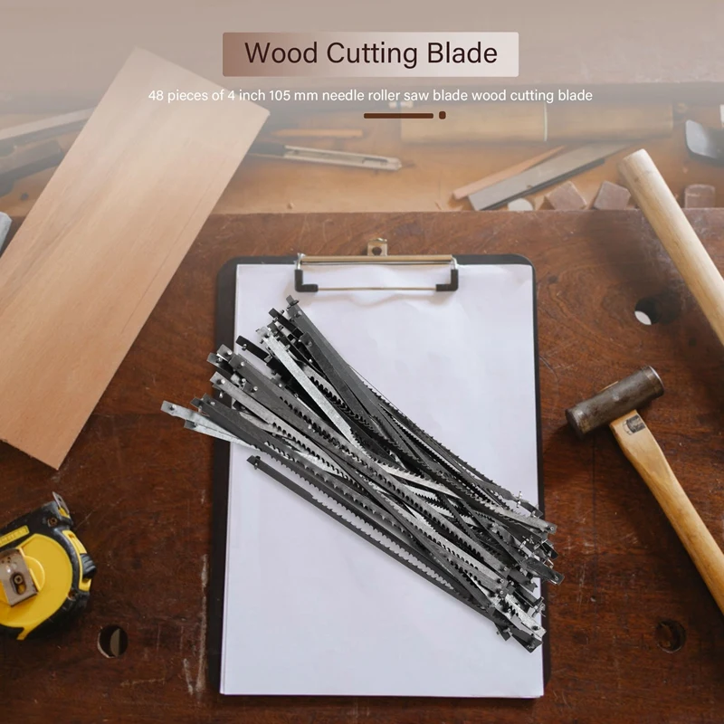 

X59A_48Pcs 4 Inch 105mm Pinned Scroll Saw Blades Wood for Dremel Moto Saw