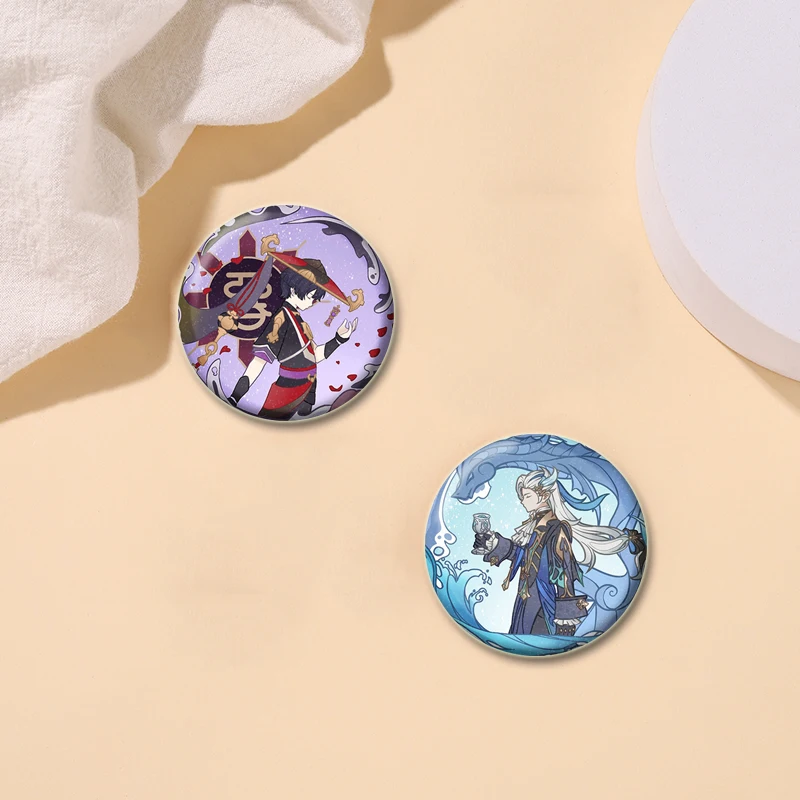 32/44/58MM Anime Genshin Impact Symphony Snap-in Button Pins Badges Cosplay Handmade Tinplate Brooch for Backpack Clothes Gifts