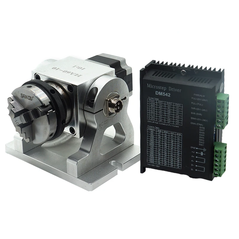 

High Precision Planetary Reducer a 4th Rotary Axis With Drive Chuck 100mm for Mini CNC Router Machine