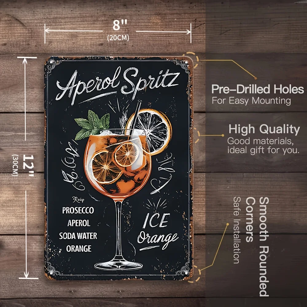 وصفة الكوكتيل العتيقة علامات القصدير المعدنية - 20.32 × 30.48 سم، ديكور فني جداري قديم للمنزل، المطبخ، البار، المطعم، المرآب، الحانة #3