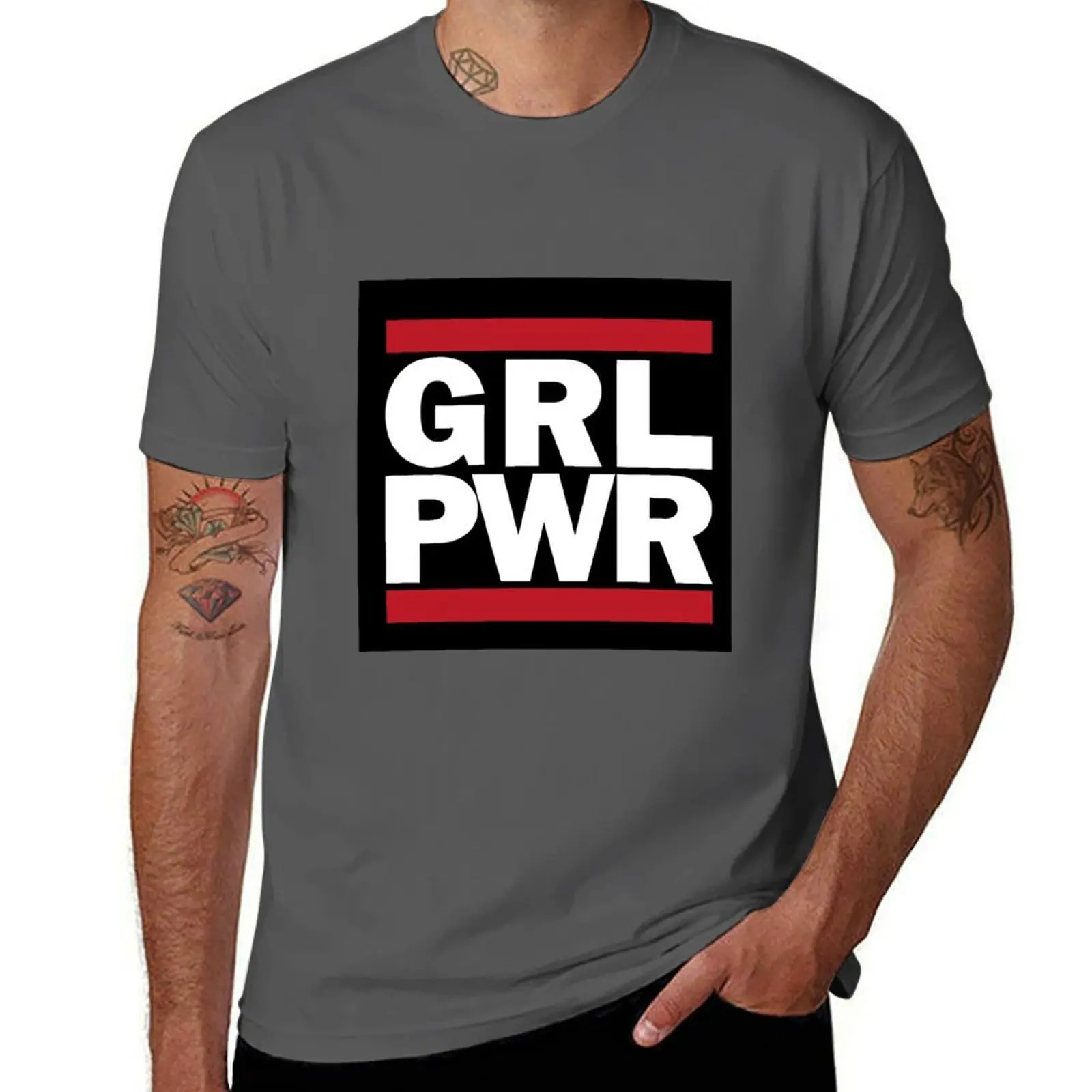 

GRL PWR Girl Power Run Dmc T-Shirt mens graphic t shirts man t shirts cotton t shirts for man pack cotton T-Shirt