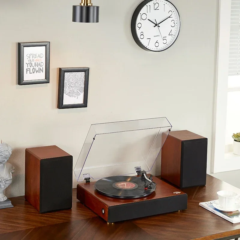 Grammofono con doppio altoparlante/fonografo portatile con giradischi per intrattenimento a tono moderno