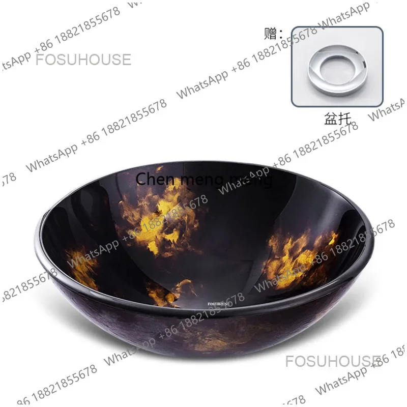 A17 Hotel Wash Basin Bathroom Washbasins European Tempered Glass Bathroom Sinks Bathroom Washing Sinks Kitchen Hand Washbasins