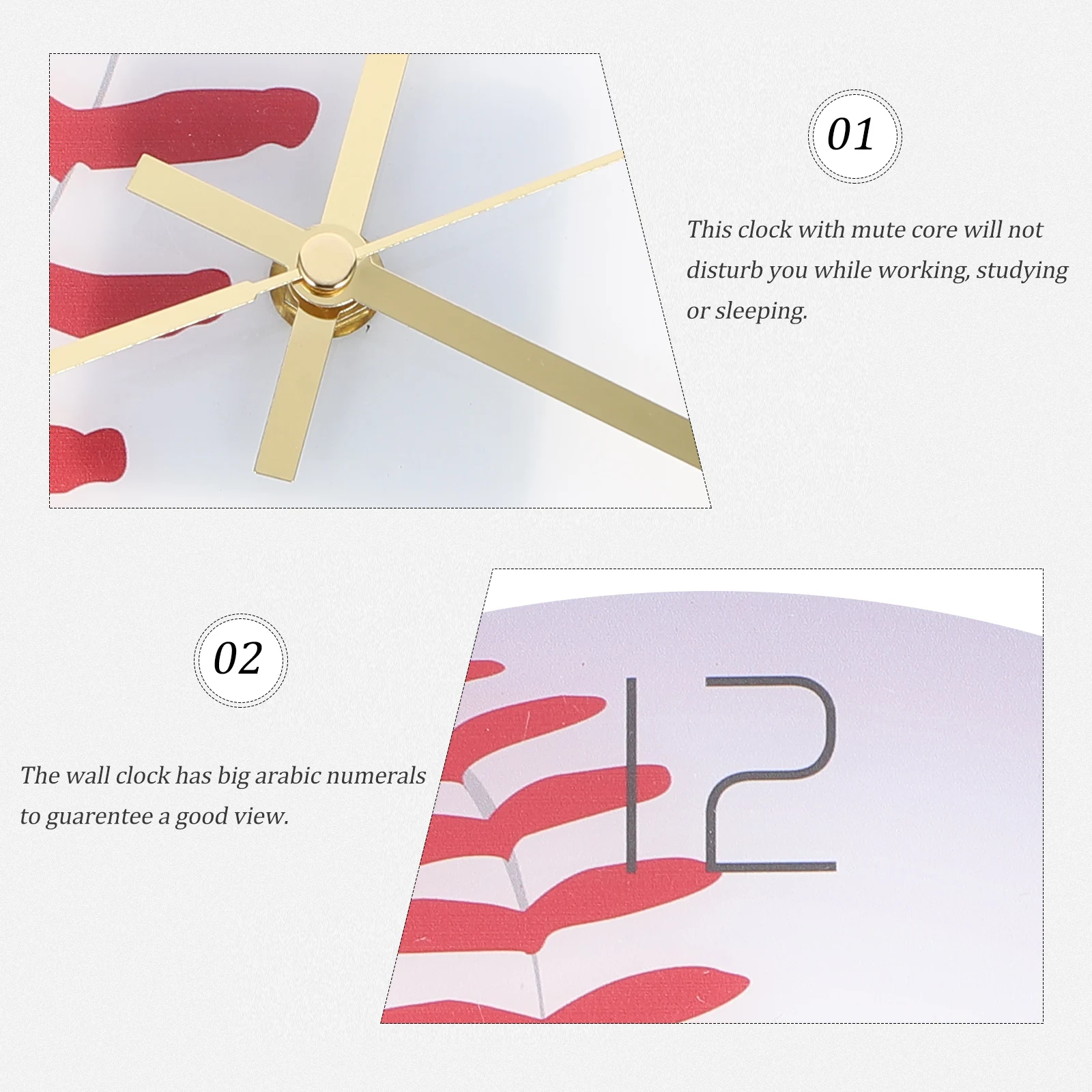

Baseball Design Wall Clock Mute Movement Big Arabic Numerals Acrylic Silent Decorative Clock For Home Office Bedroom