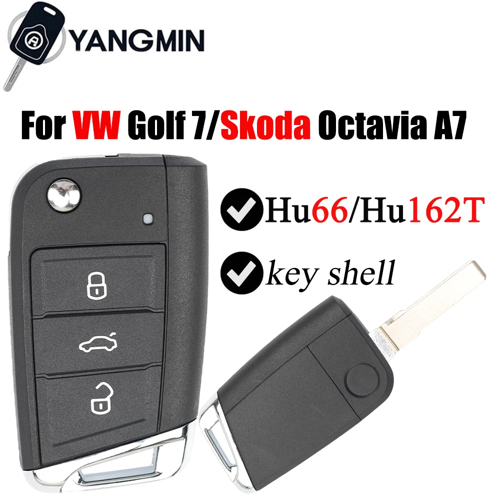 

YANGMIN Car Key Shell for VW Seat Golf 7 MK7 Tiguan Touran Polo for Skoda Octavia A7 hu66 hu162t