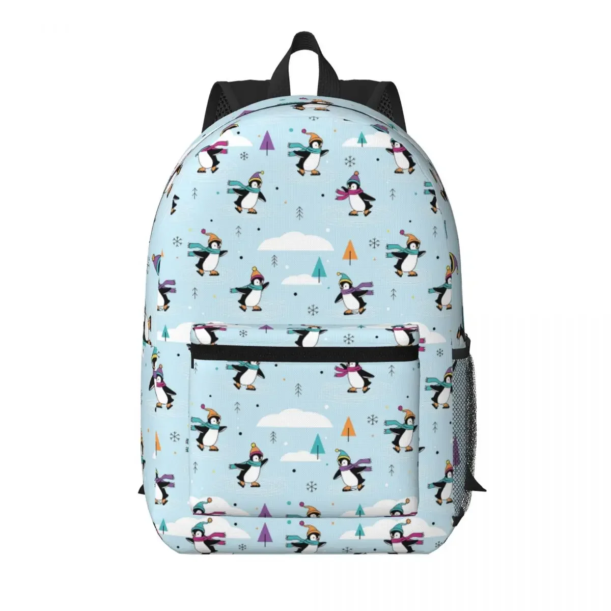 Playful Penguin Dance In Snow Student Backpack School Bag Hiking Travel Daypack for Men Women Bookbag Shoulder Bags