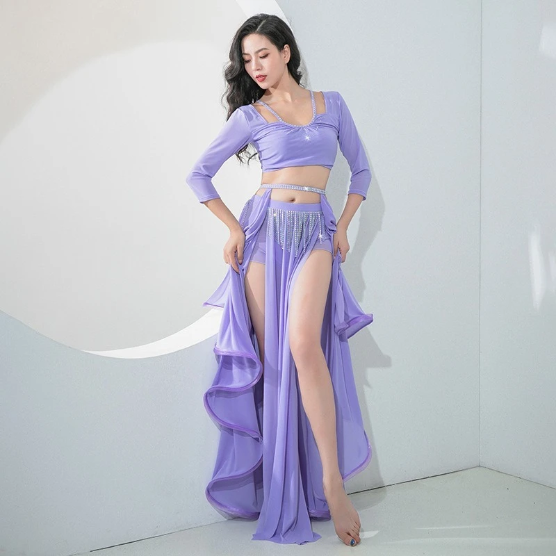 Personalizado 2025 novos trajes de dança do ventre original em forma de u cinta design luz luxo prática roupas simples desempenho vestido