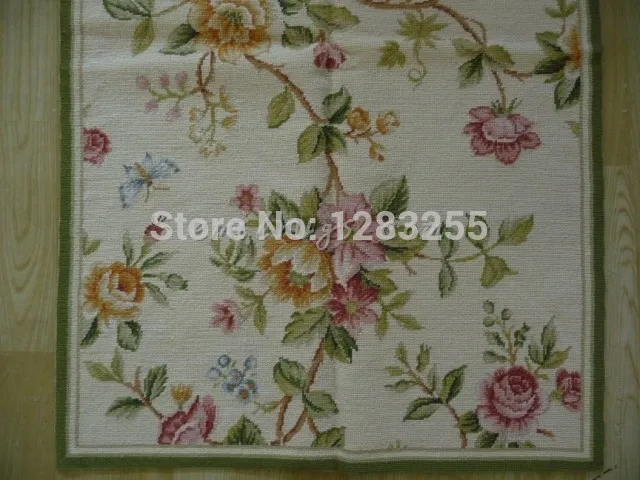 living room Antique French Flower Needlepoint New Unique 100% Wool Hand-made Needlepoint Carpet Sofa Floor Use Luxury