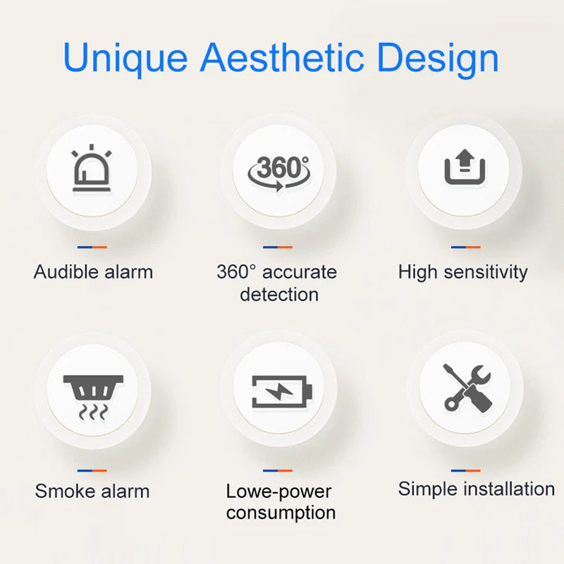 Protezione antincendio, rilevatore di fumo indipendente, sensore di fumo bianco, allarme ad alta sensibilità, sistema di sicurezza domestica