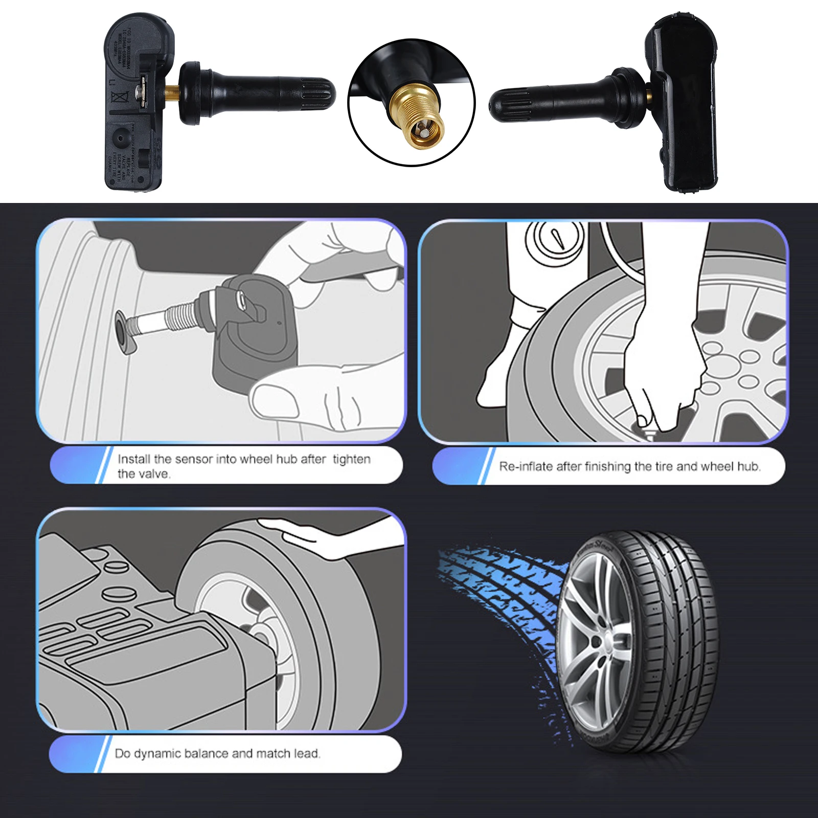 

Suitable for 2019-2021 New Body Style Silverado/Sierra OEM 13528563, 4 PCS TPMS Sensors Tire Pressure Sensor Direct Installation