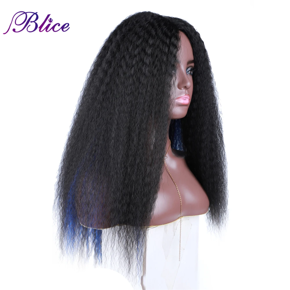 Blice Synthetic Hair Wig Yaki Straight Mixed Color Hair Extensions Natural Hair Line 18 inch Kanekalon Fiber Omber Colors