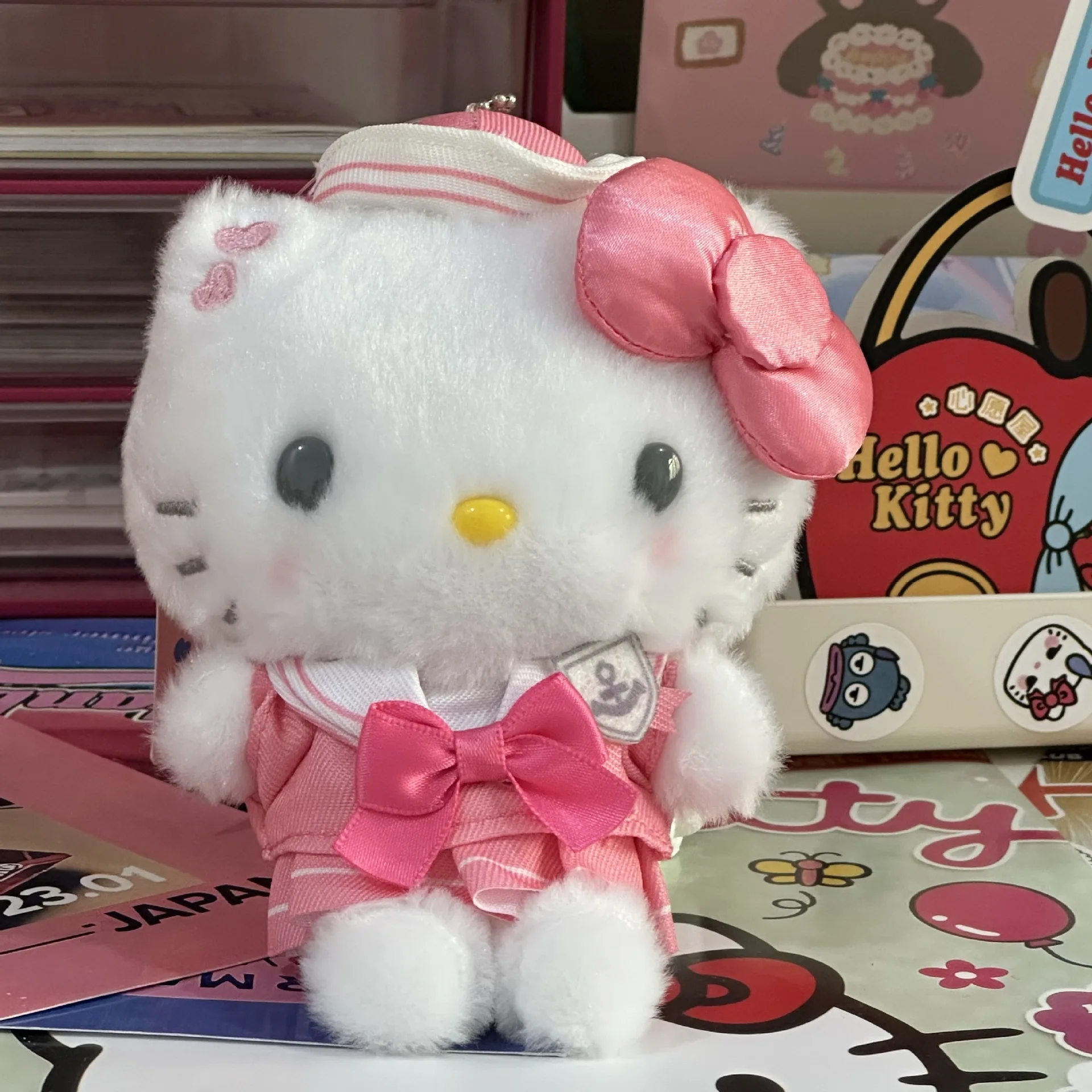 Pink Sailor Uniform Series Hello Kitty Pluche Pop Hanger Schattige Pop Speelgoed Sleutelhanger Meisje Rugzak Decoratie Cadeau