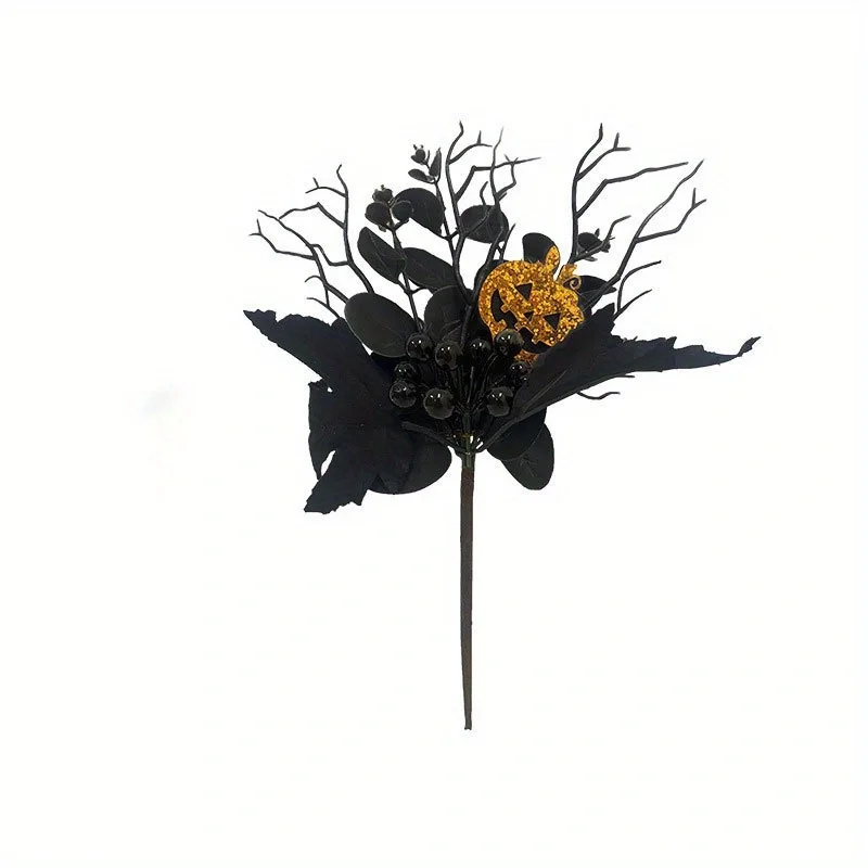 Künstliches Ahornblatt und Kürbiskelett-Elf-Halloween-Dekoration – Herbstzweige mit Skelett-Mitteldekoration – Detail 5