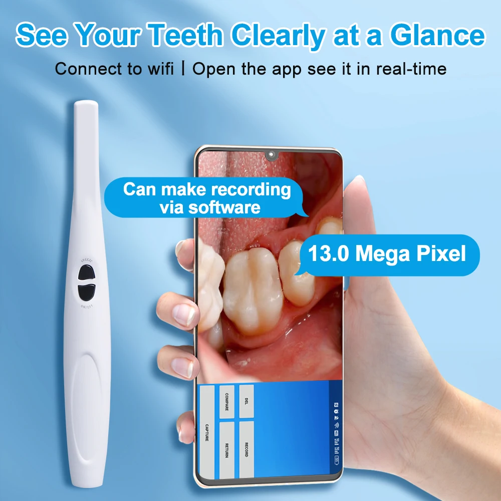 13 Megapixel Dental Intraoralkamera Wifi Wireless Intra Oral Tooth HD 1080P 6 Objektiv Autofokus Endoskop für Android I0S Windows