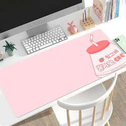 Mouse Pad Gaming Kawaii Strawberry Milk XL HD Computer Large Mousepad XXL Playmat Carpet Natural Rubber Computer Mouse Mats