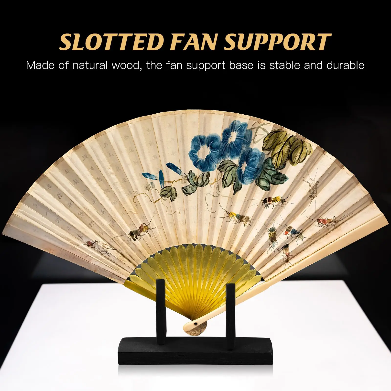 Chinese Folding Fans Stand Rack Wooden Japanese Handy Fan Display Holder stand Folding Fan Stand multiuse Frame home table decor