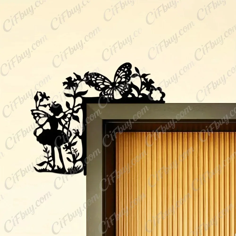 CIFBUY Elf Metal Wall Art Door Corner Frame Iron Hanging Decoration For Home Entryway Living Room Bedroom Christmas Holiday