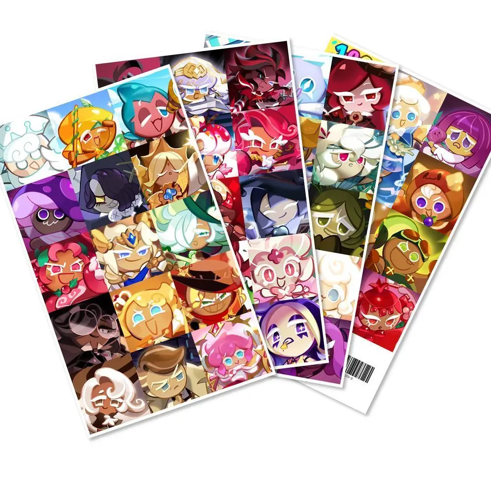 4 Sheets Game Cookie Run Kingdom Stickers DIY Diary Laptop Luggage Skateboard Graffiti Decals Fun Classic Stickers
