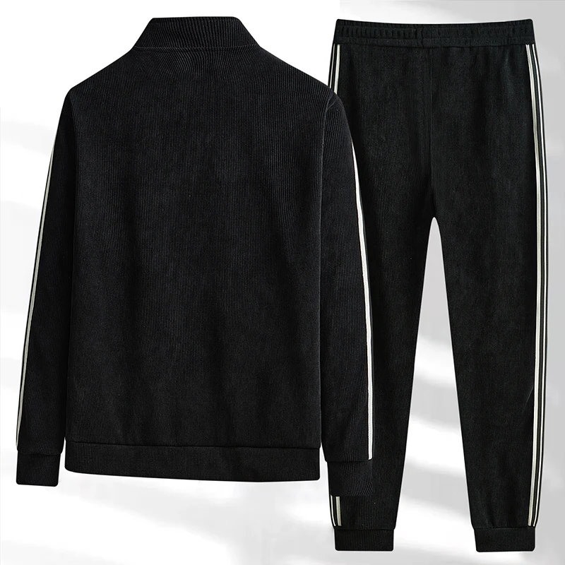 2024 Spring New Tracksuits Men Set Casual Hooded Jacket Pants Corduroy Sweatshirt Sportswear Coats Men Jacket+Pant Suits